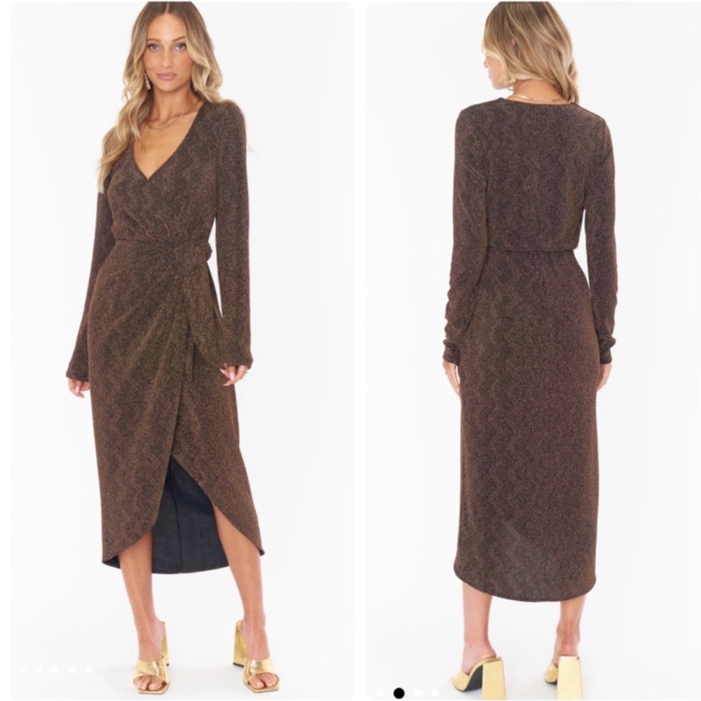 Show Me Your Mumu Kimora Wrap Dress, Squiggle Sparkle Knit, L
